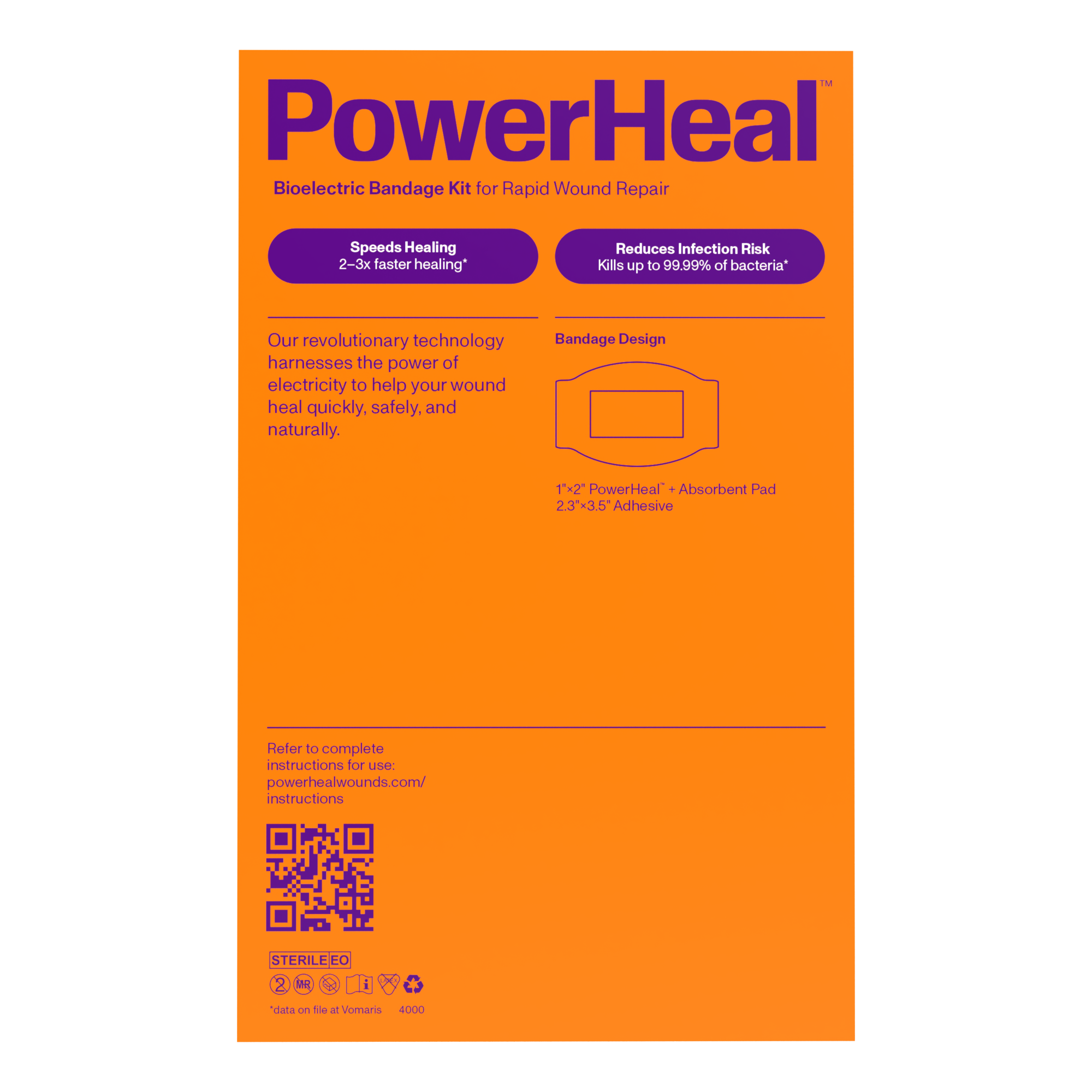 Bioelectric Bandage Kit for Rapid Wound Repair | 2.3"x3.5"