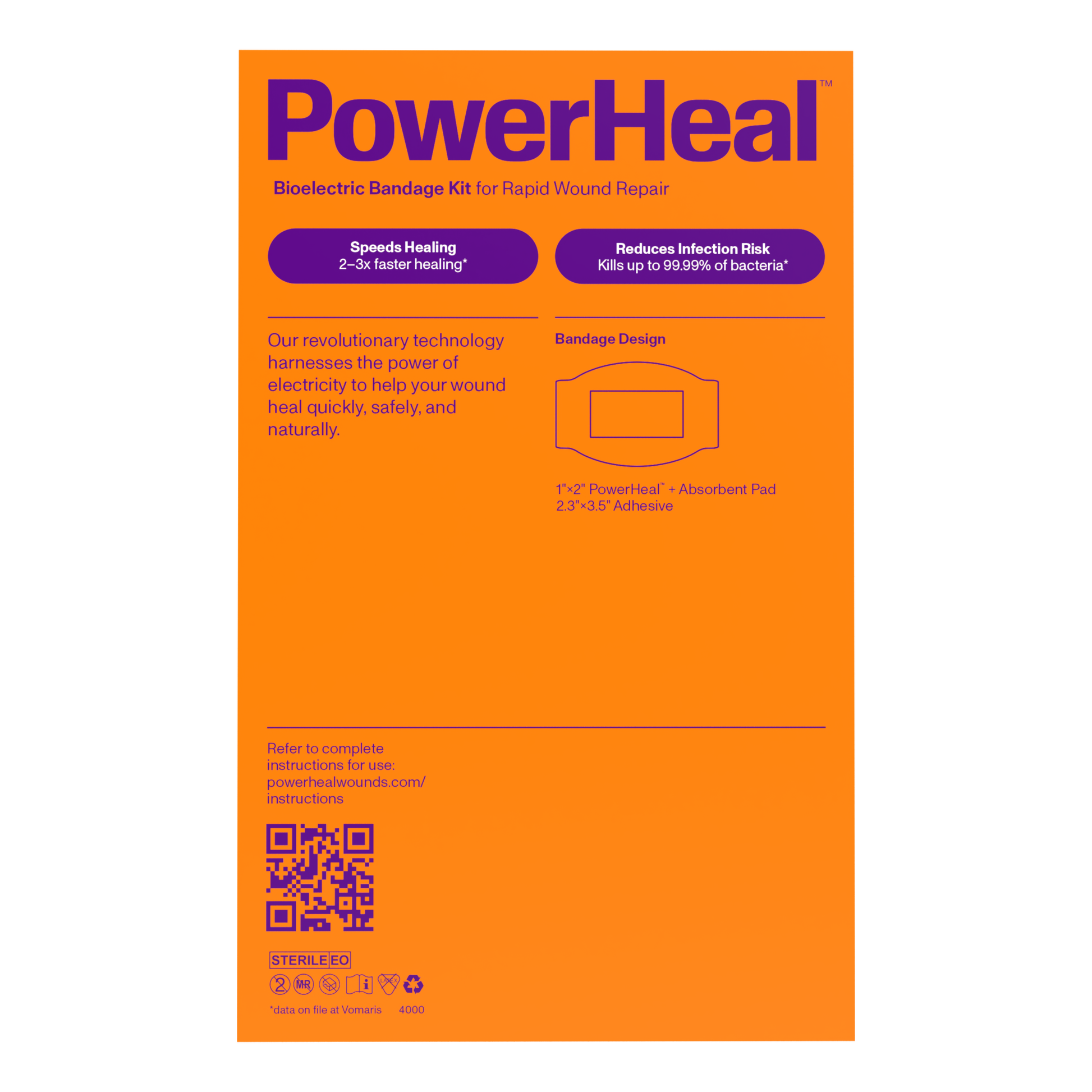 Bioelectric Bandage Kit for Rapid Wound Repair | 2.3"x3.5"