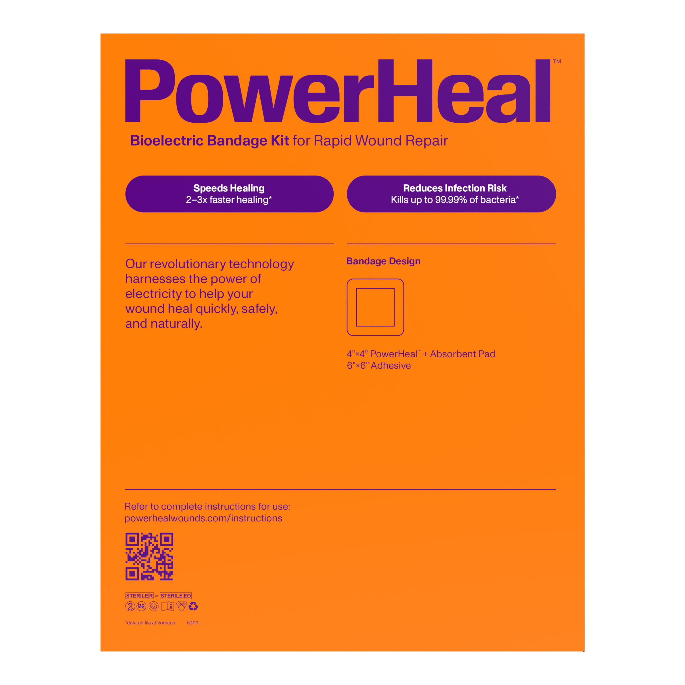 Bioelectric Bandage Kit for Rapid Wound Repair | 6.0"x6.0"