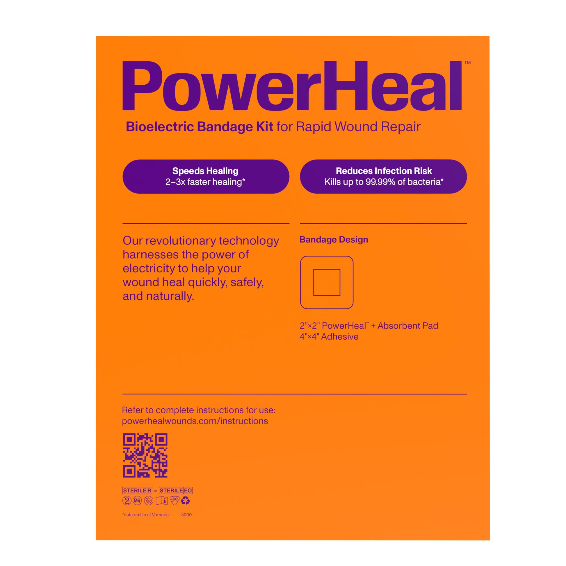 Bioelectric Bandage Kit for Rapid Wound Repair | 3.5"x4.0"