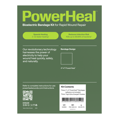 Bioelectric Bandage Kit for Rapid Wound Repair | 4.0"x4.0"